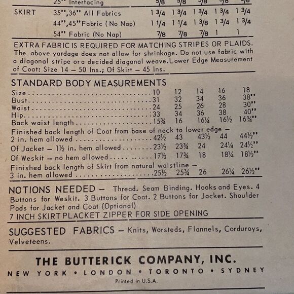 Vtg 50s/60s Butterick uncut tailored coordinates sewing pattern - Picture 4 of 6